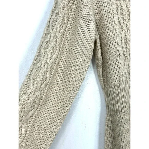 New Lucky Brand Womens Size XL Peyote Beige Cable Knit Chunky Sweater Dress N4 - Picture 9 of 12